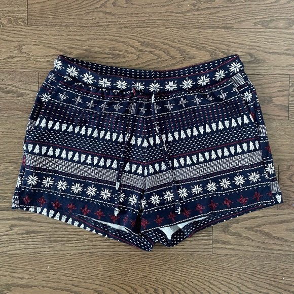 La Vie En Rose Super Soft Pyjama Shorts - Fair Isle Print - Navy Blue/Red/White - Picture 4 of 7